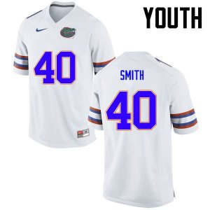 Youth Florida Gators #40 Nick Smith NCAA Nike White Authentic Stitched College Football Jersey HMI8462DR